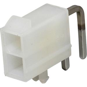 Molex 26013114 Mini-Fit Jr. Header, Dual Row, Right-Angle, with Snap-in Plastic Peg PCB Lock, 2 Circuits, PA Polyamide N