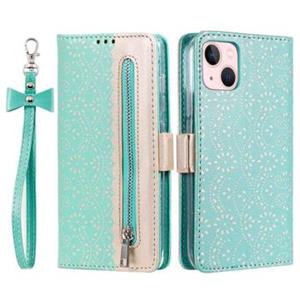 Lace Pattern iPhone 14 Wallet Case - Groen