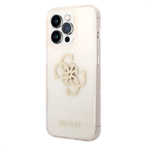 Guess Glitter 4G Big Logo iPhone 14 Pro Hybride Hoesje - Goud