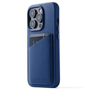 Mujjo Leather Wallet Hülle iPhone 14 Pro blau