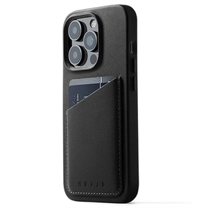 Mujjo Full Leder iPhone 14 Pro Wallet Cover - Zwart