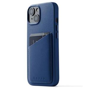 Mujjo Full Leder iPhone 14 Wallet Hoesje - Blauw