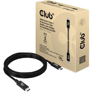 Club 3D USB4 Gen2x2 Type-C Bi-Directional kabel, 2 meter