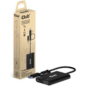 Club 3D USB Gen1 Type-C/-A to Dual HDMI (4K/30Hz) / VGA (1080/60Hz)