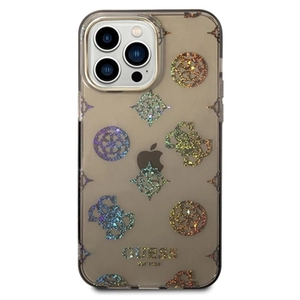 Guess Peony Glitter Back Cover für das iPhone 14 Pro - Schwarz