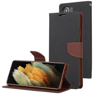 Voor Samsung Galaxy S21 Ultra 5G GOOSPERY FANCY DIARY Horizontale Flip PU Lederen case met Holder & Card Slots & Wallet (Zwart)