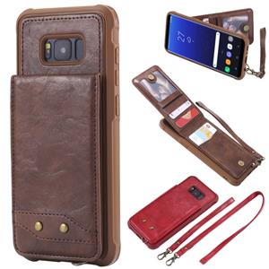 huismerk Voor Galaxy S8+ Vertical Flip Shockproof Leather Protective Case met Long Rope Support Card Slots & Bracket & Photo Holder & Wallet Function(℃)