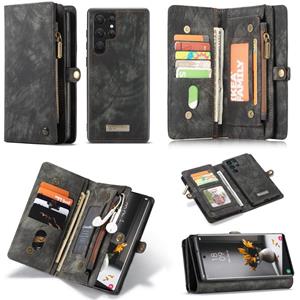 Voor Samsung Galaxy S22 Ultra 5G Caseme-008 Afneembare Multifunctionele Horizontale Flip Leren Case (Zwart)