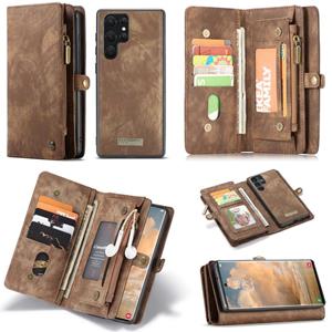 Voor Samsung Galaxy S22 Ultra 5G Caseme-008 Afneembare Multifunctionele Horizontale Flip Leren Case (Brown)