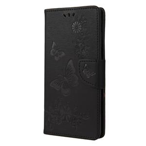 huismerk Voor Samsung Galaxy Note20 Butterflies Embossing Horizontal Flip Leather Case met Holder & Card Slots & Wallet(Black)