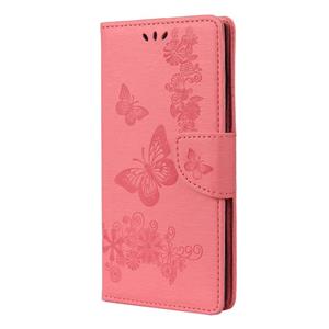 huismerk Voor Samsung Galaxy Note20 Butterflies Embossing Horizontal Flip Leather Case met Holder & Card Slots & Wallet(Pink)