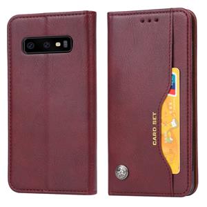 Knead huidtextuur horizontale Flip lederen case voor Galaxy S10 met foto frame & houder & kaartsleuven & portemonnee (wijn rood)