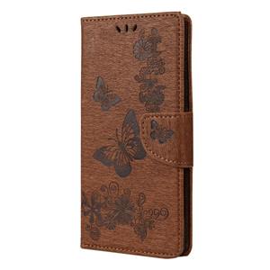 huismerk Voor Samsung Galaxy Note20 Butterflies Embossing Horizontal Flip Leather Case met Holder & Card Slots & Wallet(Brown)