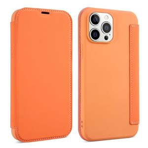 Skin Feel Horizontal Flip PU Leather Case with Holder & Card Slot For iPhone 13 Pro(Orange)