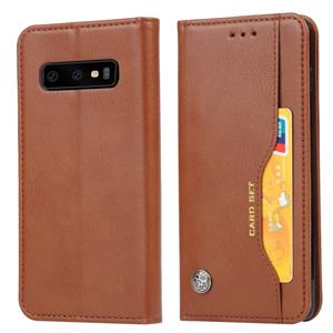 Knead huidtextuur horizontale Flip lederen case voor Galaxy S10e met foto frame & houder & kaartsleuven & portemonnee (bruin)