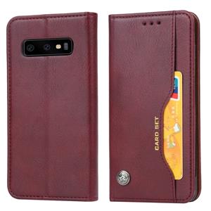 Knead huidtextuur horizontale Flip lederen case voor Galaxy S10 PLUS met foto frame & houder & kaartsleuven & portemonnee (wijn rood)