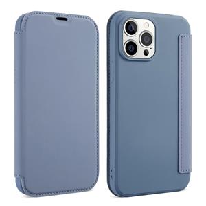 huismerk Huid Feel Horizontal Flip PU lederen tas met houder & kaartsleuf voor iphone 13 pro (lavendel grijs)