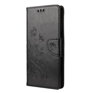 huismerk Voor Samsung Galaxy Note20 Butterfly Flower Embossing Horizontale Flip Lederen Case met Holder & Card Slots & Wallet(Zwart)