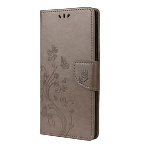 huismerk Voor Samsung Galaxy Note20 Butterfly Flower Embossing Horizontale Flip Lederen Case met Holder & Card Slots & Wallet(Grey)