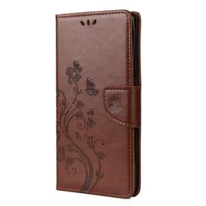 huismerk Voor Samsung Galaxy Note20 Butterfly Flower Embossing Horizontale Flip Lederen Case met Holder & Card Slots & Wallet(Brown)