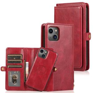 huismerk Sterke magnetische afneembare horizontale flip lederen geval met kaart slots &portemonnee voor iPhone 13 Pro (rood)