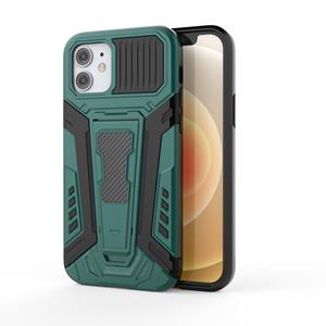 War Chariot Series Armor All-inclusive Shockproof PC + TPU beschermhoes met onzichtbare houder voor iPhone 12 mini (groen)