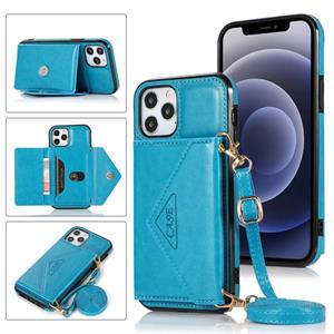 Multifunctionele Cross-body Card Bag TPU+PU Back Cover Case met Holder & Card Slot & Wallet Voor iPhone 12 mini(Blauw)