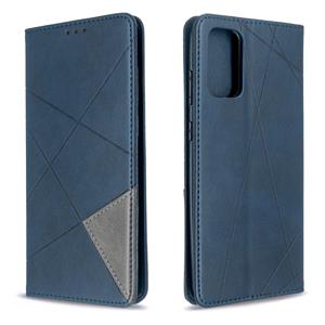 Voor Galaxy S20+ Rhombus Texture Horizontal Flip Magnetic Leather Case met Holder & Card Slots(Blauw)