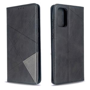 Voor Galaxy S20+ Rhombus Texture Horizontal Flip Magnetic Leather Case met Holder & Card Slots(Zwart)