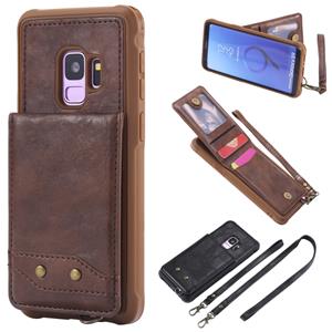 huismerk Voor Galaxy S9 Vertical Flip Shockproof Leather Protective Case met Long Rope Support Card Slots & Bracket & Photo Holder & Wallet Function(℃)