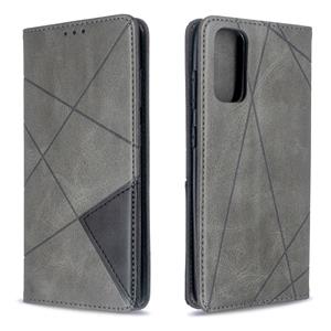 Voor Galaxy S20 Rhombus Texture Horizontal Flip Magnetic Leather Case met Holder & Card Slots(Grijs)