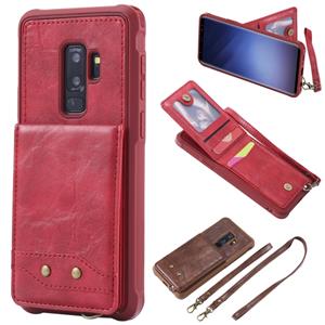 huismerk Voor Galaxy S9+ Vertical Flip Shockproof Leather Protective Case met Long Rope Support Card Slots & Bracket & Photo Holder & Wallet Function(Red)