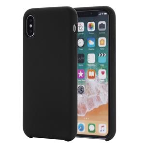 huismerk Vier hoeken volledige dekking vloeibare silicone beschermende case terug cover voor iPhone XS Max 6 5 inch (zwart)