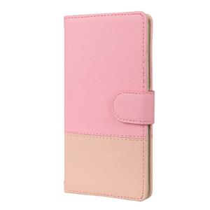 huismerk Voor Samsung Galaxy Note20 Kleur Splicing Horizontale Flip Lederen case met Holder & Card Slots & Wallet & Photo Frame(Pink)