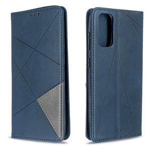 Voor Galaxy S20 Rhombus Texture Horizontal Flip Magnetic Leather Case met Holder & Card Slots(Blauw)