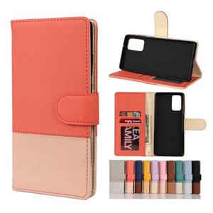 huismerk Voor Samsung Galaxy Note20 Kleur Splicing Horizontale Flip Lederen case met Holder & Card Slots & Wallet & Photo Frame(Red)