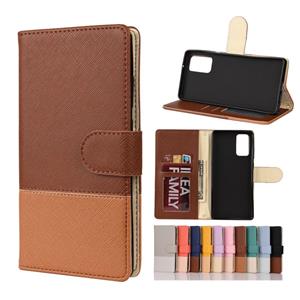 huismerk Voor Samsung Galaxy Note20 Kleur Splicing Horizontale Flip Lederen case met Holder & Card Slots & Wallet & Photo Frame(Bruin)