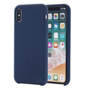 huismerk Four Corners volledige vloeibare siliconen geval terug beschermkap voor iPhone XS Max 6.5 inch(Blue)