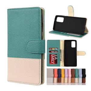 huismerk Voor Samsung Galaxy Note20 Kleur Splicing Horizontale Flip Lederen case met Holder & Card Slots & Wallet & Photo Frame(Groen)