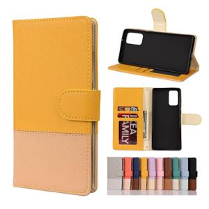 huismerk Voor Samsung Galaxy Note20 Kleur Splicing Horizontale Flip Lederen case met Holder & Card Slots & Wallet & Photo Frame(Geel)