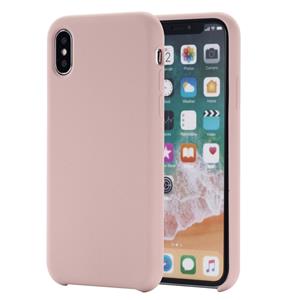 huismerk Vier hoeken volledige dekking vloeibare silicone beschermende case terug cover voor iPhone XS Max 6 5 inch (lichtroze)