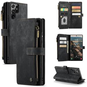 Voor Samsung Galaxy S22 Ultra 5G Caseme C30 Multifunctionele Telefoon Lederen Case met Houder & Card Slot & Portemonnee (Zwart)