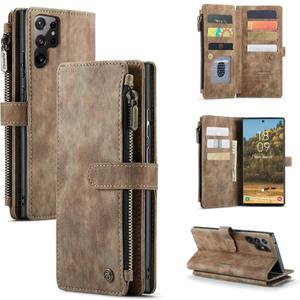 Voor Samsung Galaxy S22 Ultra 5G Caseme C30 Multifunctionele Telefoon Lederen Case met Houder & Card Slot & Portemonnee (Bruin)