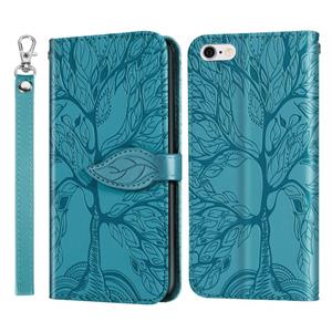 huismerk Life of Tree Embossing Pattern Horizontale Flip Leather Case met Holder & Card Slot & Wallet & Photo Frame & Lanyard Voor iPhone 6 & 6s(Lake Blue)