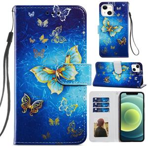 huismerk Geschilderd patroon horizontale flip lederen tas met houder & kaart slots & fotolijst voor iPhone 13 (Phnom Penh Butterfly)