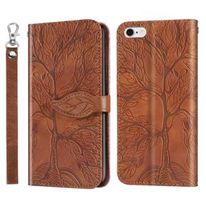 huismerk Life of Tree Embossing Pattern Horizontale Flip Leather Case met Holder & Card Slot & Wallet & Photo Frame & Lanyard Voor iPhone 6 & 6s(Bruin)