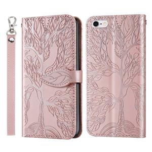 Life of Tree Embossing Patroon Horizontaal Flip Lederen Case met Houder & Card Slot & Wallet & Photo Frame & Lanyard Voor iPhone 6 Plus & 6s Plus(Rose