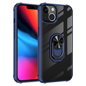 huismerk Ultra schokbestendige transparante TPU + acryl beschermhoes met ringhouder voor iPhone 13 mini