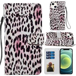 huismerk Geschilderd Patroon Horizontale Flip Lederen Case met Houder & Card Slots & Fotolijst voor iPhone 13 (Leopard)