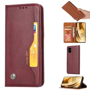 huismerk Voor Galaxy S20 Knead Skin Texture Horizontal Flip Leather Case met Photo Frame & Holder & Card Slots & Wallet(Wine Red)